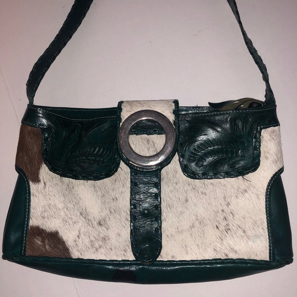 Leathers in leather cow hide ladies purse handbag shoulder bag - Picture 2 of 10